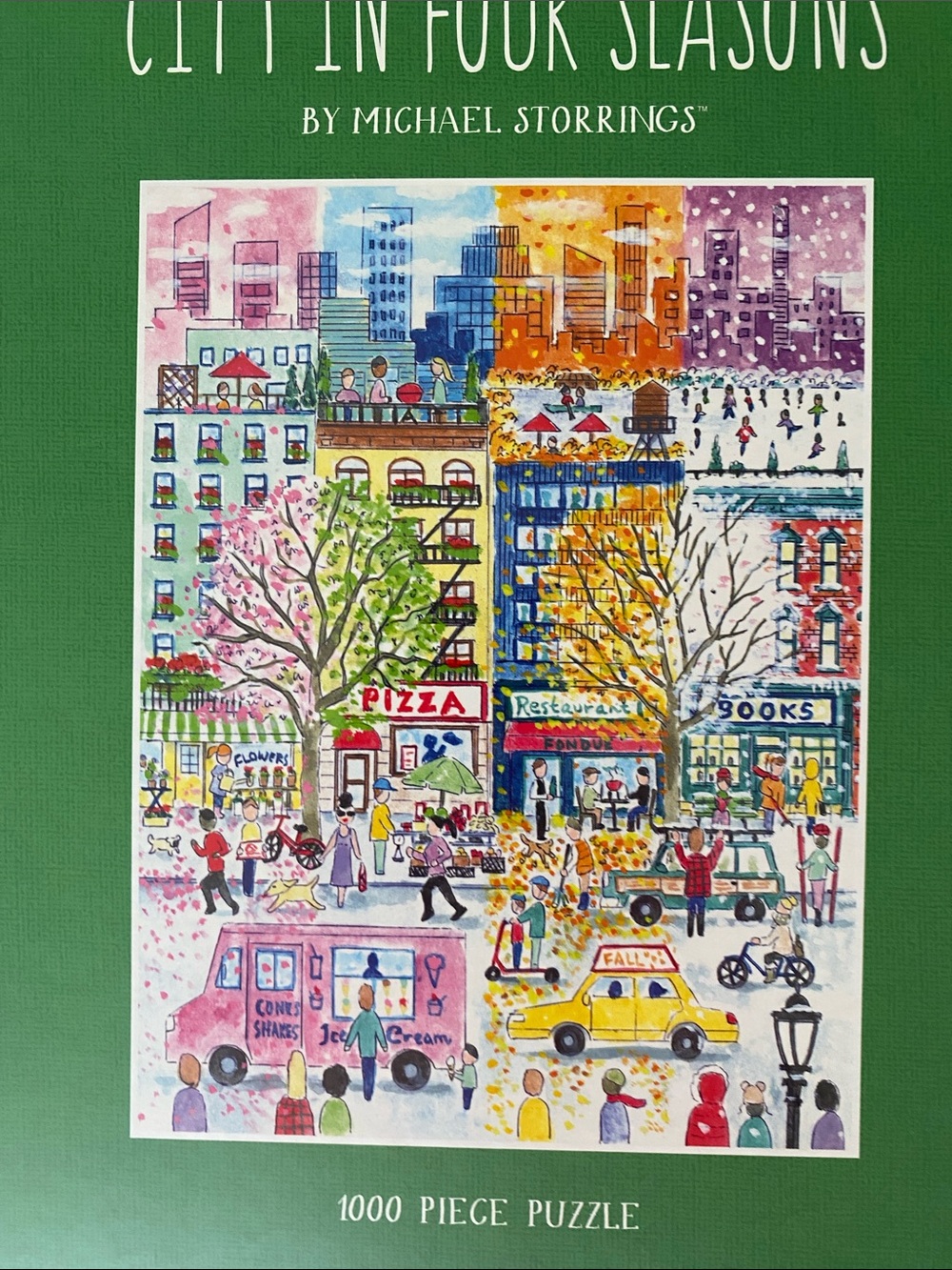 City in Four Seasons 1000-Piece Puzzle by Michael Storrings - Green